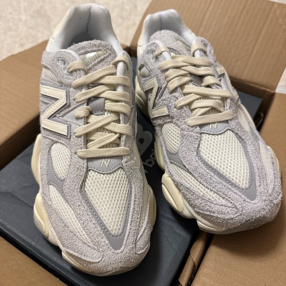 New Balance Cream and Gray Athletic Shoes